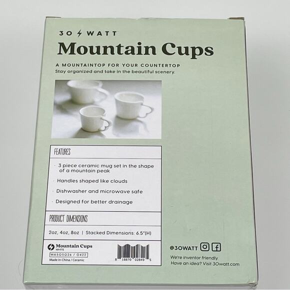 NEW 30 Watt Mountain Cups Stackable Set Tea Coffee Espresso 2 4 8 oz Ivory - Picture 7 of 8
